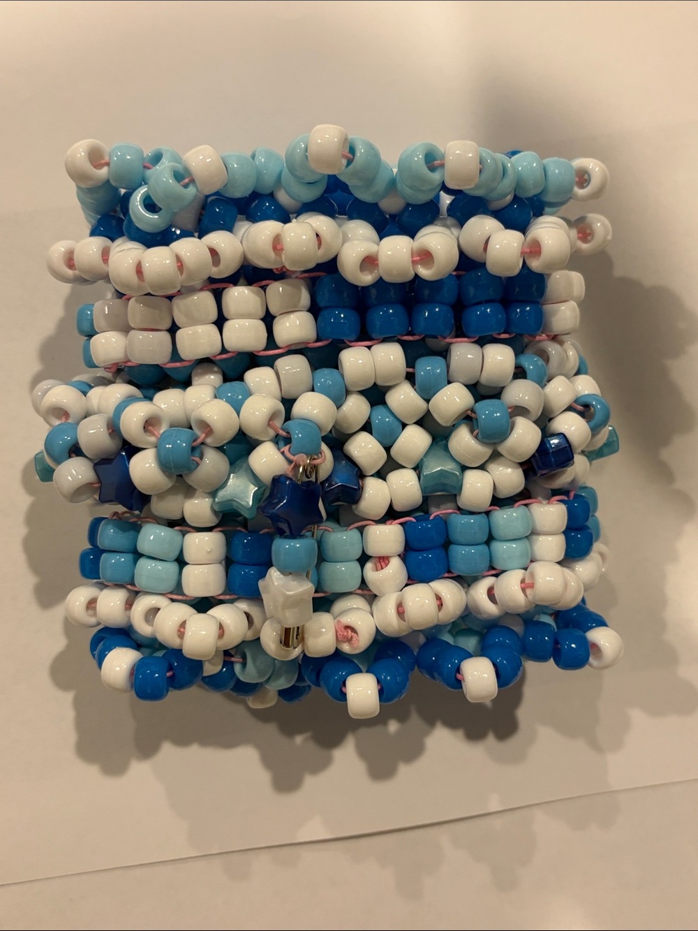 Handmade Blue & White Kandi rotator cuff